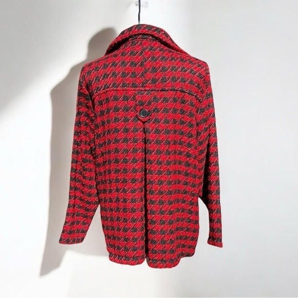 🌻NEW w/tag LuLu-B Red & Black Herringbone Collared Jacket Size XL - Picture 7 of 12